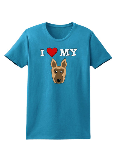 I Heart My - Cute German Shepherd Dog Womens Dark T-Shirt by TooLoud-Womens T-Shirt-TooLoud-Turquoise-X-Small-Davson Sales