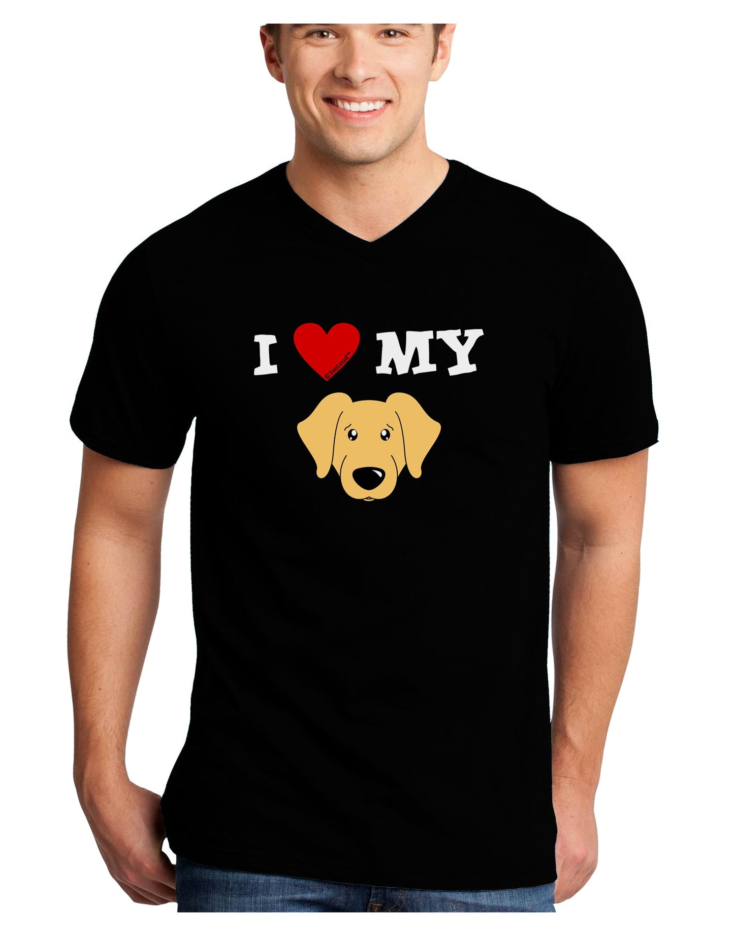 I Heart My - Cute Golden Retriever Dog Adult Dark V-Neck T-Shirt by TooLoud-Mens V-Neck T-Shirt-TooLoud-Black-Small-Davson Sales