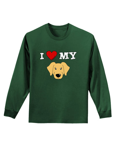 I Heart My - Cute Golden Retriever Dog Adult Long Sleeve Dark T-Shirt by TooLoud-TooLoud-Dark-Green-Small-Davson Sales