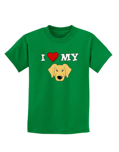 I Heart My - Cute Golden Retriever Dog Childrens Dark T-Shirt by TooLoud-Childrens T-Shirt-TooLoud-Kelly-Green-X-Small-Davson Sales