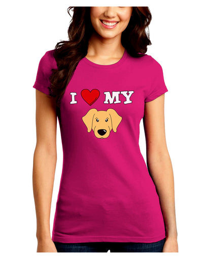 I Heart My - Cute Golden Retriever Dog Juniors Crew Dark T-Shirt by TooLoud-T-Shirts Juniors Tops-TooLoud-Hot-Pink-Juniors Fitted Small-Davson Sales