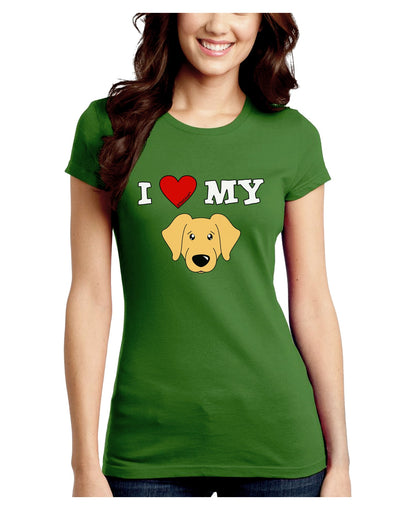 I Heart My - Cute Golden Retriever Dog Juniors Crew Dark T-Shirt by TooLoud-T-Shirts Juniors Tops-TooLoud-Kiwi-Green-Juniors Fitted X-Small-Davson Sales