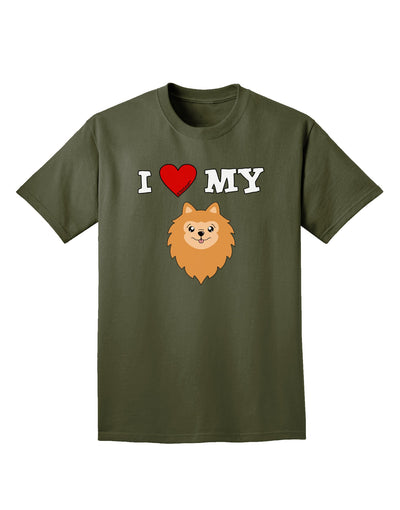 I Heart My - Cute Pomeranian Dog Adult Dark T-Shirt by TooLoud-Mens T-Shirt-TooLoud-Military-Green-Small-Davson Sales