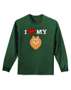 I Heart My - Cute Pomeranian Dog Adult Long Sleeve Dark T-Shirt by TooLoud-TooLoud-Dark-Green-Small-Davson Sales