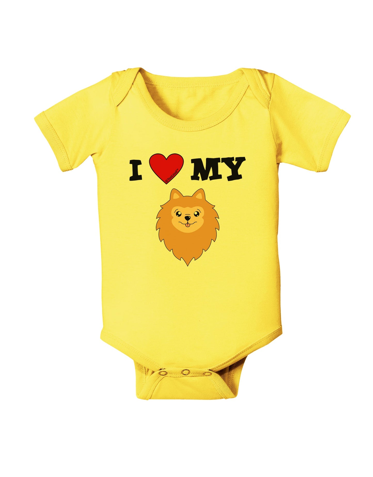 I Heart My - Cute Pomeranian Dog Baby Romper Bodysuit by TooLoud-Baby Romper-TooLoud-Yellow-06-Months-Davson Sales