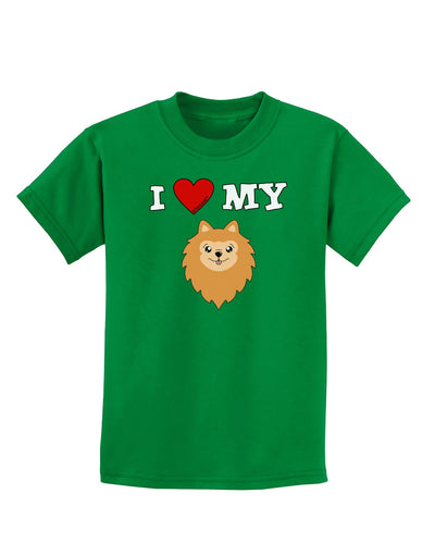 I Heart My - Cute Pomeranian Dog Childrens Dark T-Shirt by TooLoud-Childrens T-Shirt-TooLoud-Kelly-Green-X-Small-Davson Sales