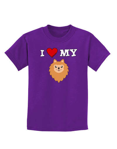 I Heart My - Cute Pomeranian Dog Childrens Dark T-Shirt by TooLoud-Childrens T-Shirt-TooLoud-Purple-X-Small-Davson Sales