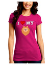 I Heart My - Cute Pomeranian Dog Juniors Crew Dark T-Shirt by TooLoud-T-Shirts Juniors Tops-TooLoud-Hot-Pink-Juniors Fitted Small-Davson Sales