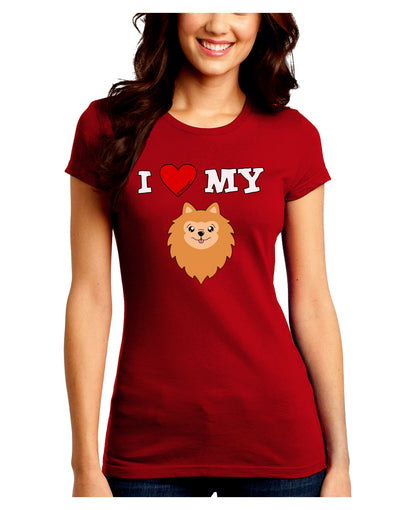 I Heart My - Cute Pomeranian Dog Juniors Crew Dark T-Shirt by TooLoud-T-Shirts Juniors Tops-TooLoud-Red-Juniors Fitted Small-Davson Sales