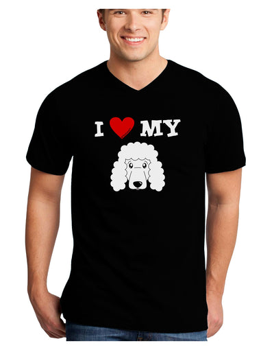 I Heart My - Cute Poodle Dog - White Adult Dark V-Neck T-Shirt by TooLoud-Mens V-Neck T-Shirt-TooLoud-Black-Small-Davson Sales