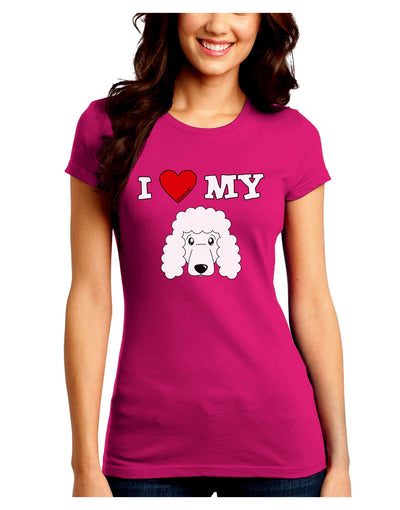 I Heart My - Cute Poodle Dog - White Juniors Crew Dark T-Shirt by TooLoud-T-Shirts Juniors Tops-TooLoud-Hot-Pink-Juniors Fitted Small-Davson Sales
