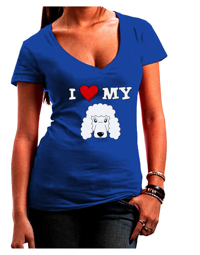 I Heart My - Cute Poodle Dog - White Juniors V-Neck Dark T-Shirt by TooLoud-Womens V-Neck T-Shirts-TooLoud-Royal-Blue-Juniors Fitted Small-Davson Sales