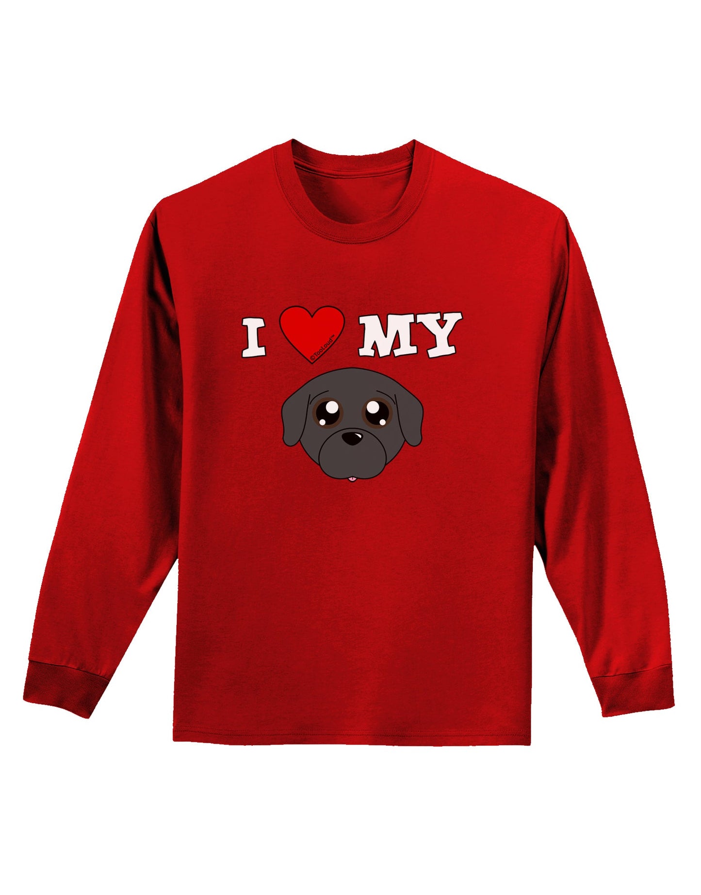 I Heart My - Cute Pug Dog - Black Adult Long Sleeve Dark T-Shirt by TooLoud-TooLoud-Red-Small-Davson Sales
