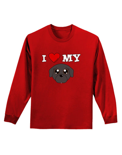 I Heart My - Cute Pug Dog - Black Adult Long Sleeve Dark T-Shirt by TooLoud-TooLoud-Red-Small-Davson Sales