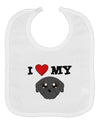 I Heart My - Cute Pug Dog - Black Baby Bib by TooLoud