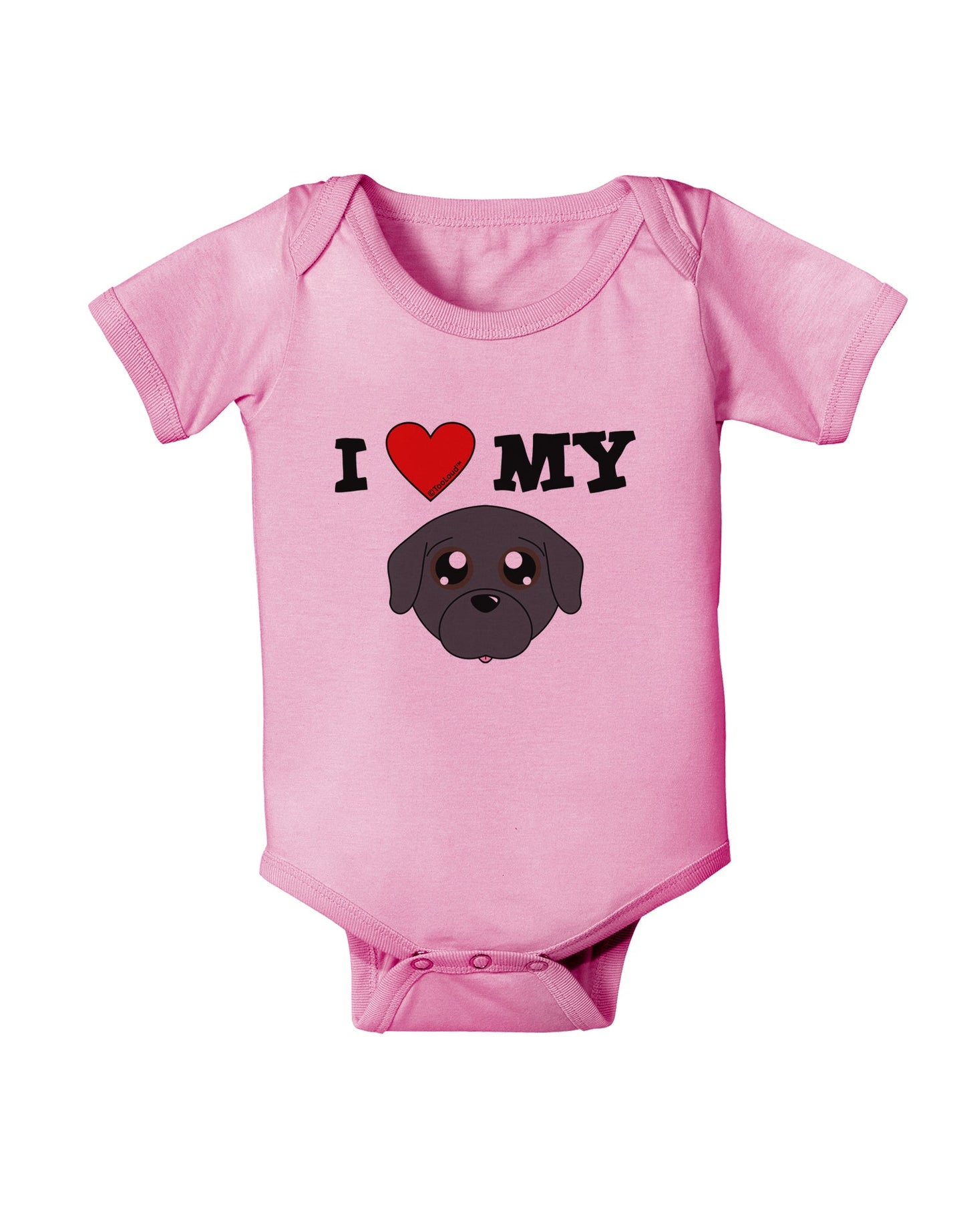 I Heart My - Cute Pug Dog - Black Baby Romper Bodysuit by TooLoud-Baby Romper-TooLoud-Light-Pink-06-Months-Davson Sales
