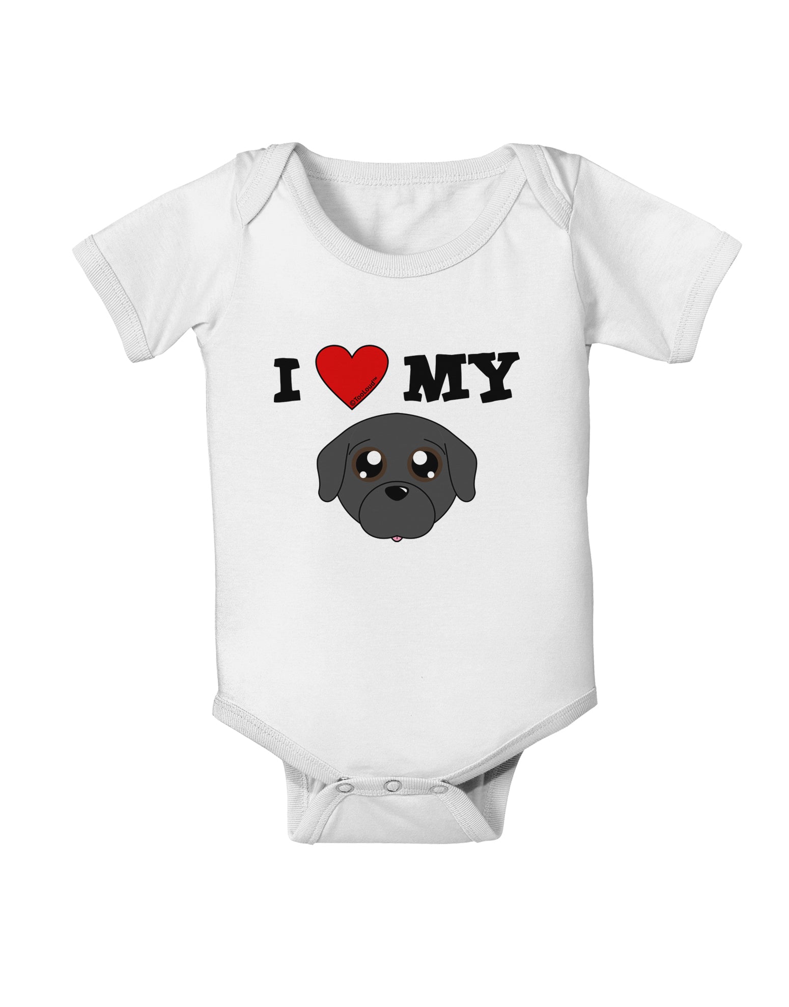 I Heart My - Cute Pug Dog - Black Baby Romper Bodysuit by TooLoud-Baby Romper-TooLoud-White-06-Months-Davson Sales