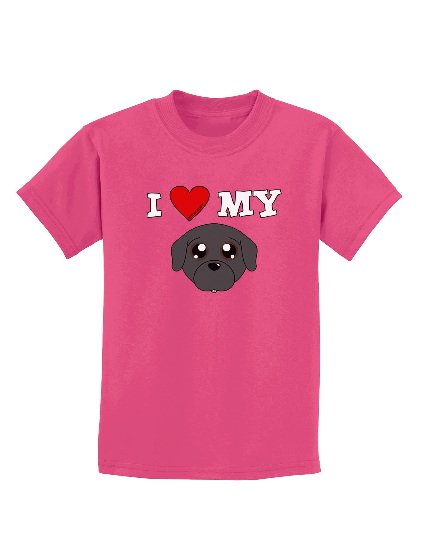I Heart My - Cute Pug Dog - Black Childrens Dark T-Shirt by TooLoud-Childrens T-Shirt-TooLoud-Sangria-X-Small-Davson Sales