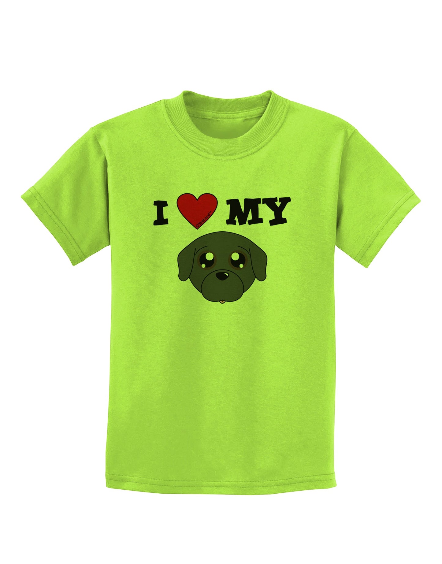 I Heart My - Cute Pug Dog - Black Childrens T-Shirt by TooLoud-Childrens T-Shirt-TooLoud-Lime-Green-X-Small-Davson Sales
