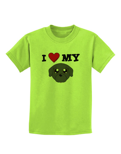 I Heart My - Cute Pug Dog - Black Childrens T-Shirt by TooLoud-Childrens T-Shirt-TooLoud-Lime-Green-X-Small-Davson Sales