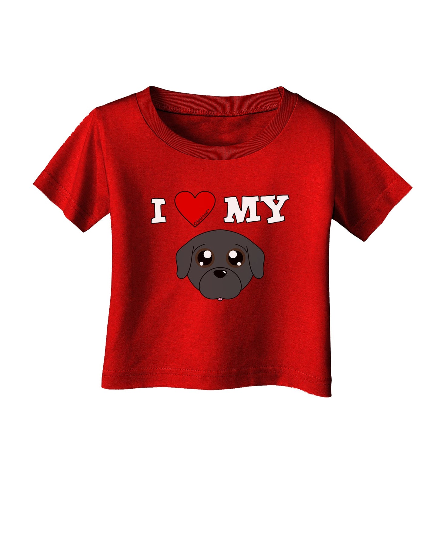 I Heart My - Cute Pug Dog - Black Infant T-Shirt Dark by TooLoud-Infant T-Shirt-TooLoud-Red-06-Months-Davson Sales