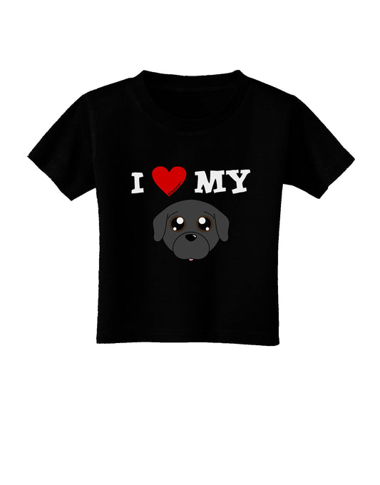 I Heart My - Cute Pug Dog - Black Toddler T-Shirt Dark by TooLoud-Toddler T-Shirt-TooLoud-Black-2T-Davson Sales