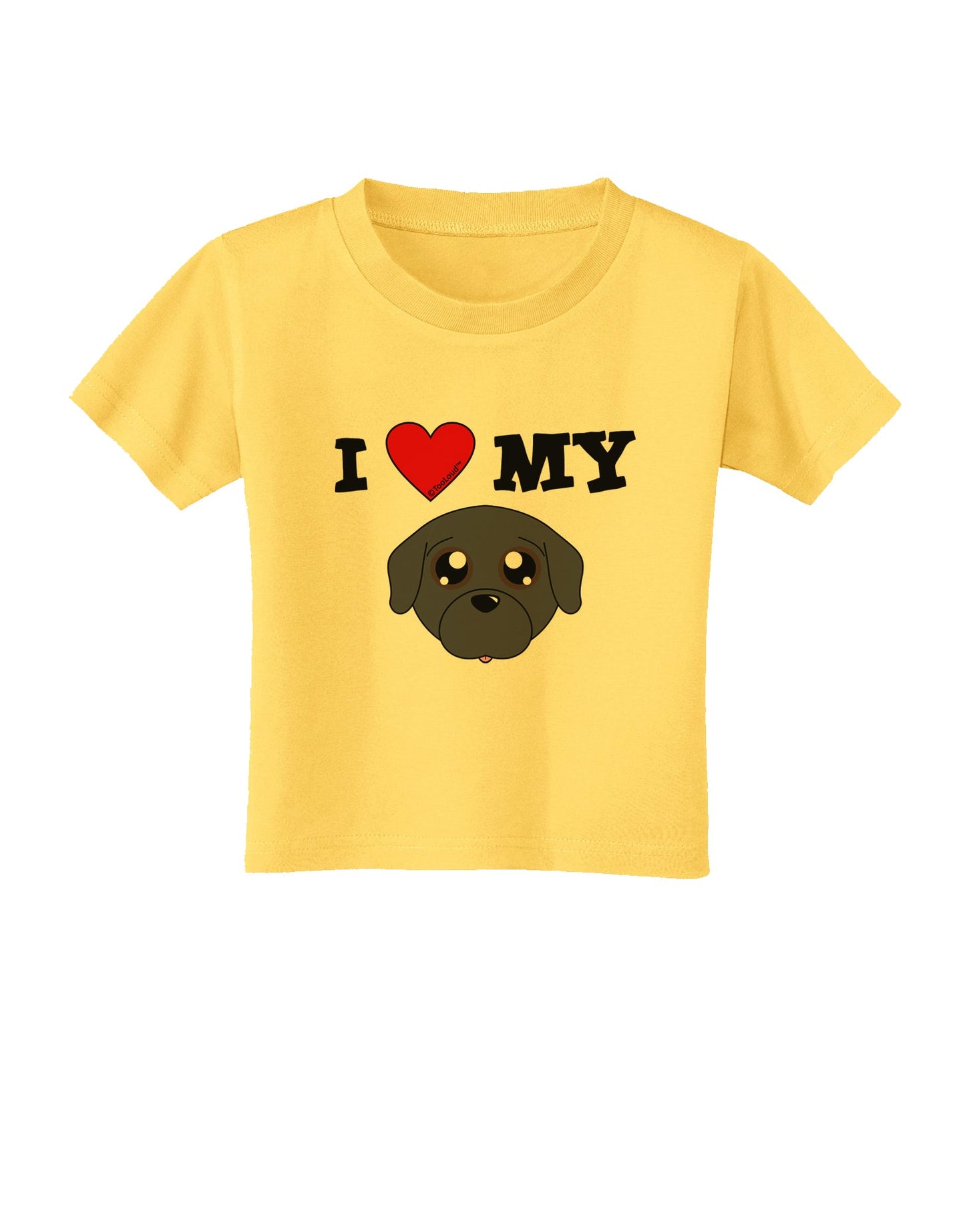 I Heart My - Cute Pug Dog - Black Toddler T-Shirt by TooLoud-Toddler T-Shirt-TooLoud-Yellow-2T-Davson Sales