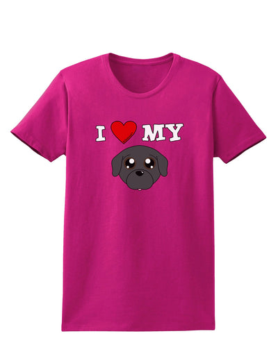 I Heart My - Cute Pug Dog - Black Womens Dark T-Shirt by TooLoud-Womens T-Shirt-TooLoud-Hot-Pink-Small-Davson Sales