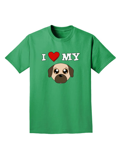 I Heart My - Cute Pug Dog - Fawn Adult Dark T-Shirt by TooLoud-Mens T-Shirt-TooLoud-Kelly-Green-Small-Davson Sales