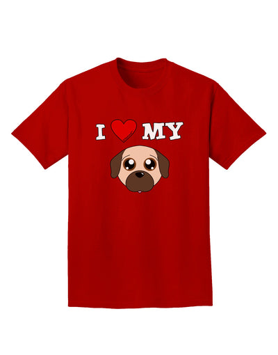 I Heart My - Cute Pug Dog - Fawn Adult Dark T-Shirt by TooLoud-Mens T-Shirt-TooLoud-Red-Small-Davson Sales