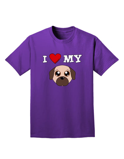 I Heart My - Cute Pug Dog - Fawn Adult Dark T-Shirt by TooLoud-Mens T-Shirt-TooLoud-Purple-Small-Davson Sales