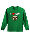 I Heart My - Cute Pug Dog - Fawn Adult Long Sleeve Dark T-Shirt by TooLoud-TooLoud-Kelly-Green-Small-Davson Sales