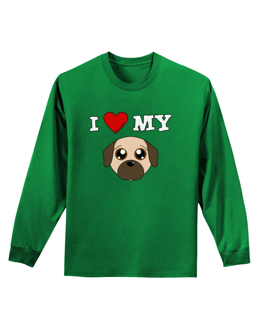 I Heart My - Cute Pug Dog - Fawn Adult Long Sleeve Dark T-Shirt by TooLoud-TooLoud-Black-Small-Davson Sales