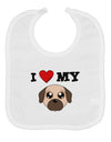 I Heart My - Cute Pug Dog - Fawn Baby Bib by TooLoud