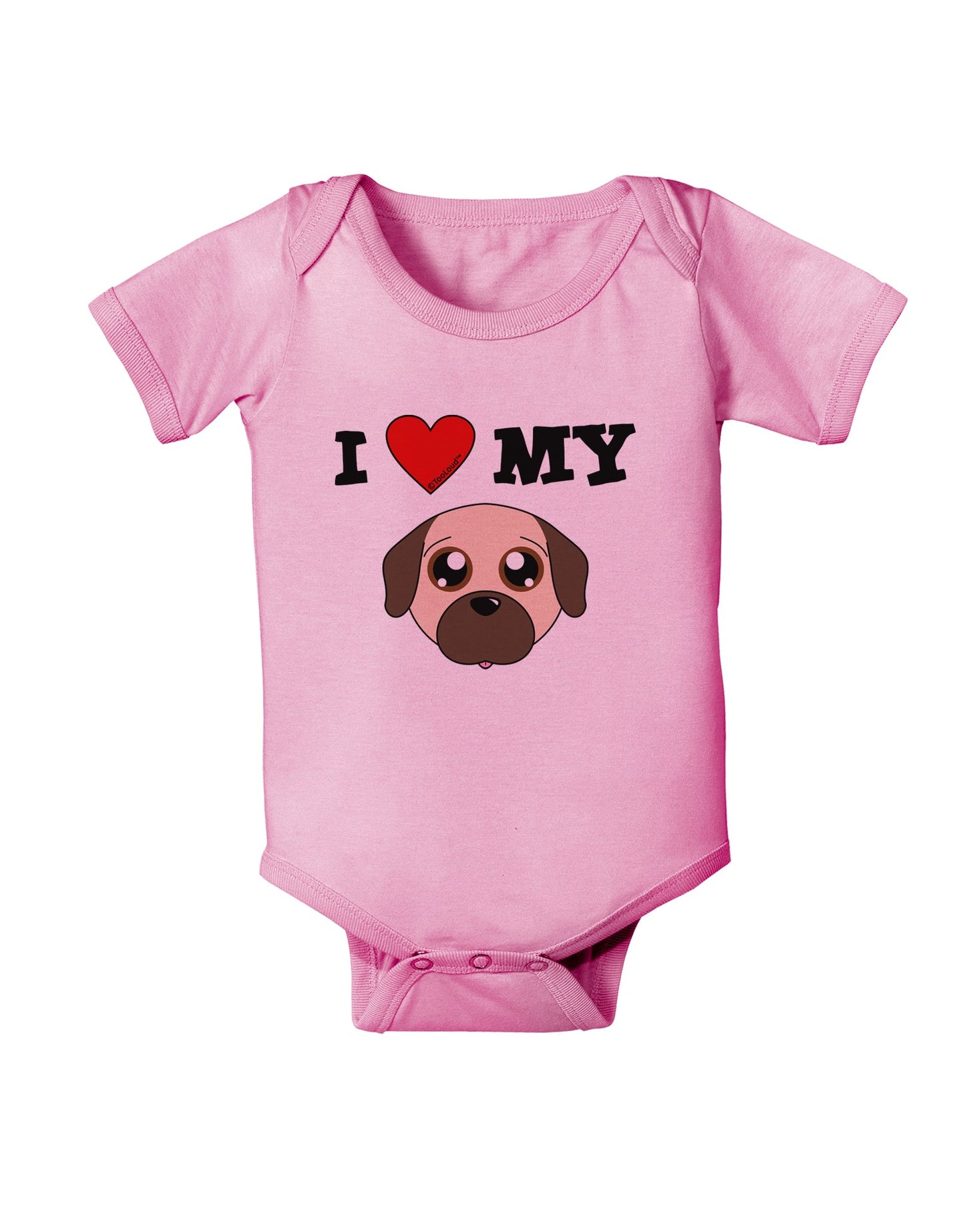 I Heart My - Cute Pug Dog - Fawn Baby Romper Bodysuit by TooLoud-Baby Romper-TooLoud-Light-Pink-06-Months-Davson Sales