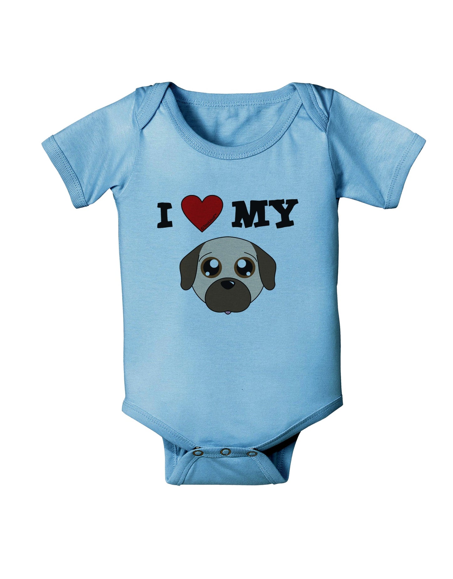 I Heart My - Cute Pug Dog - Fawn Baby Romper Bodysuit by TooLoud-Baby Romper-TooLoud-Light-Blue-06-Months-Davson Sales