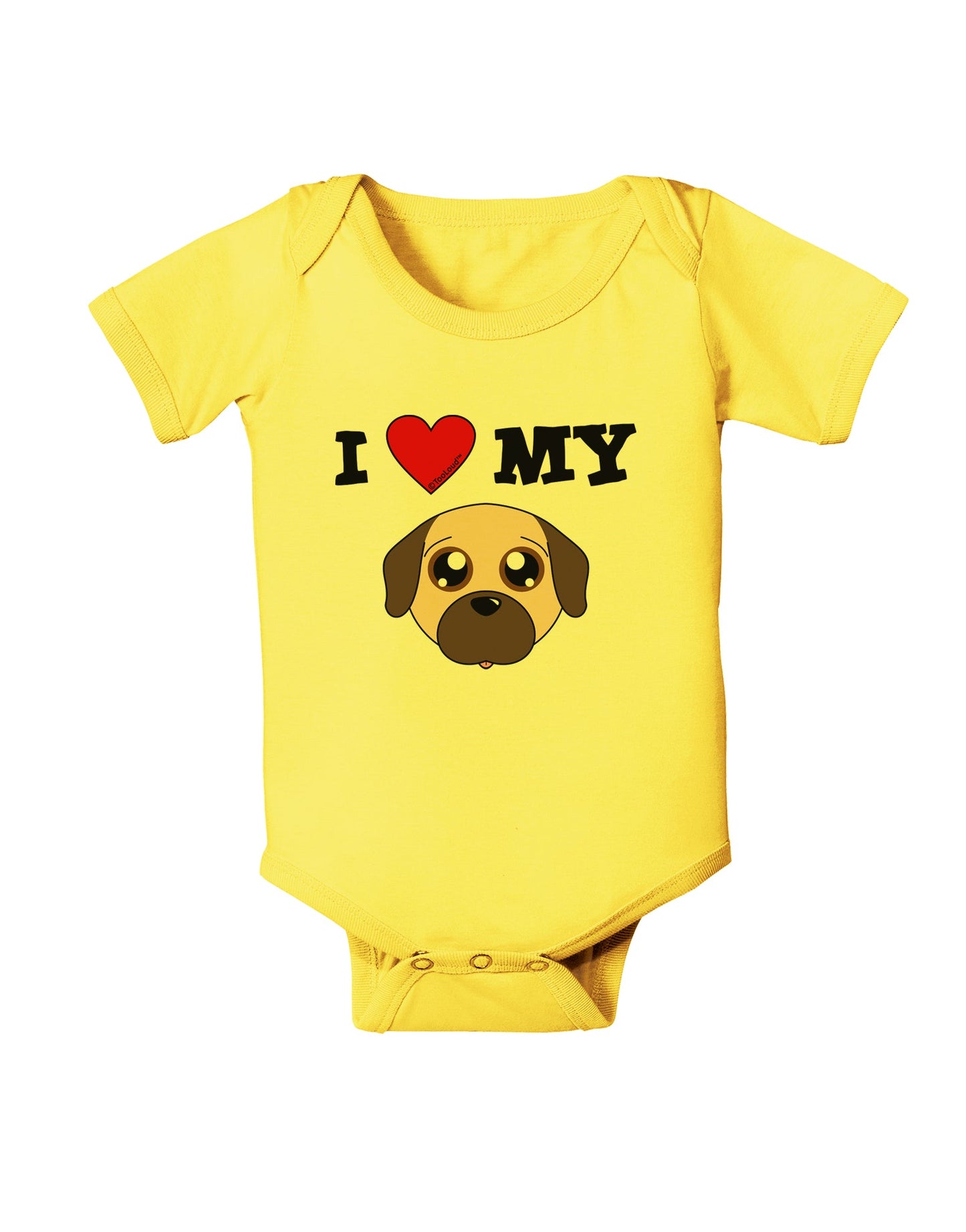 I Heart My - Cute Pug Dog - Fawn Baby Romper Bodysuit by TooLoud-Baby Romper-TooLoud-Yellow-06-Months-Davson Sales