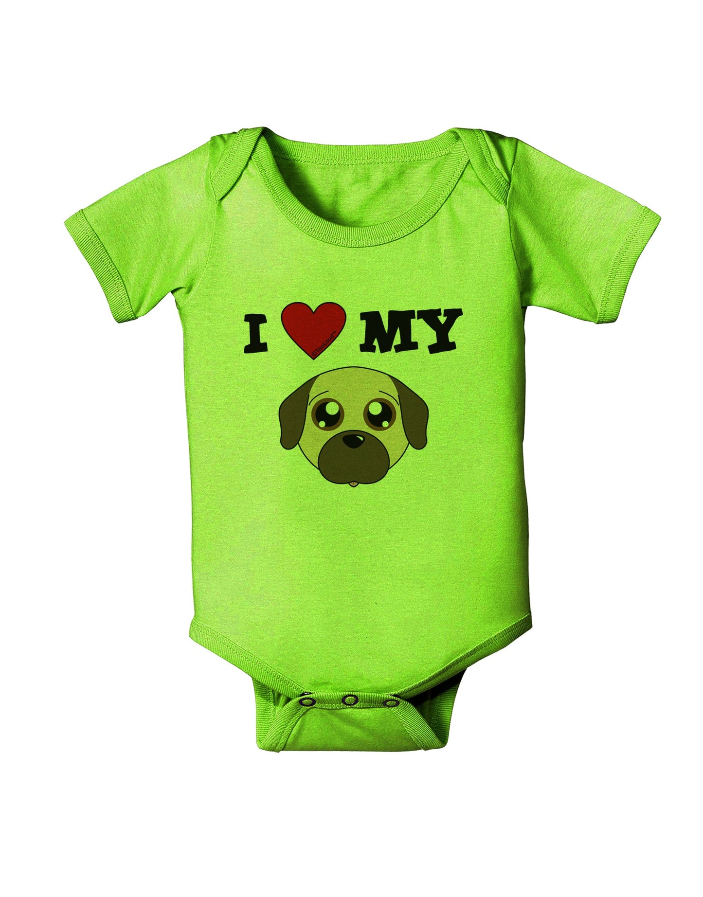 I Heart My - Cute Pug Dog - Fawn Baby Romper Bodysuit by TooLoud-Baby Romper-TooLoud-Lime-Green-06-Months-Davson Sales
