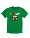 I Heart My - Cute Pug Dog - Fawn Childrens Dark T-Shirt by TooLoud-Childrens T-Shirt-TooLoud-Kelly-Green-X-Small-Davson Sales