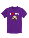 I Heart My - Cute Pug Dog - Fawn Childrens Dark T-Shirt by TooLoud-Childrens T-Shirt-TooLoud-Purple-X-Small-Davson Sales