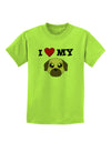 I Heart My - Cute Pug Dog - Fawn Childrens T-Shirt by TooLoud-Childrens T-Shirt-TooLoud-Lime-Green-X-Small-Davson Sales