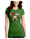 I Heart My - Cute Pug Dog - Fawn Juniors Crew Dark T-Shirt by TooLoud-T-Shirts Juniors Tops-TooLoud-Kiwi-Green-Juniors Fitted X-Small-Davson Sales