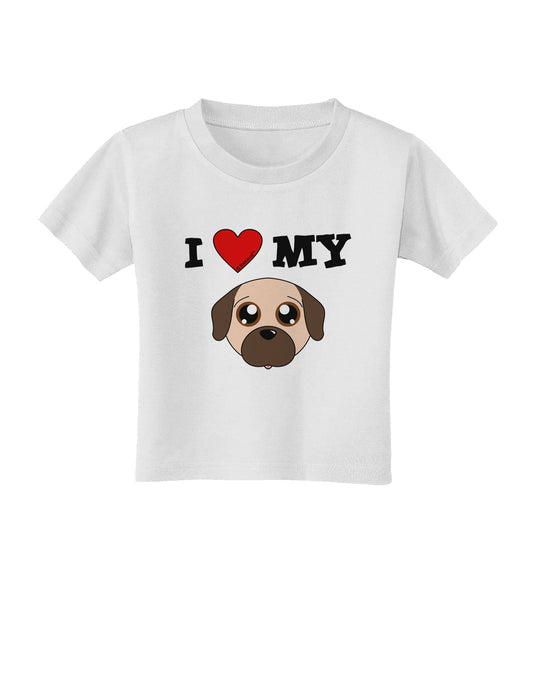 I Heart My - Cute Pug Dog - Fawn Toddler T-Shirt by TooLoud-Toddler T-Shirt-TooLoud-White-2T-Davson Sales