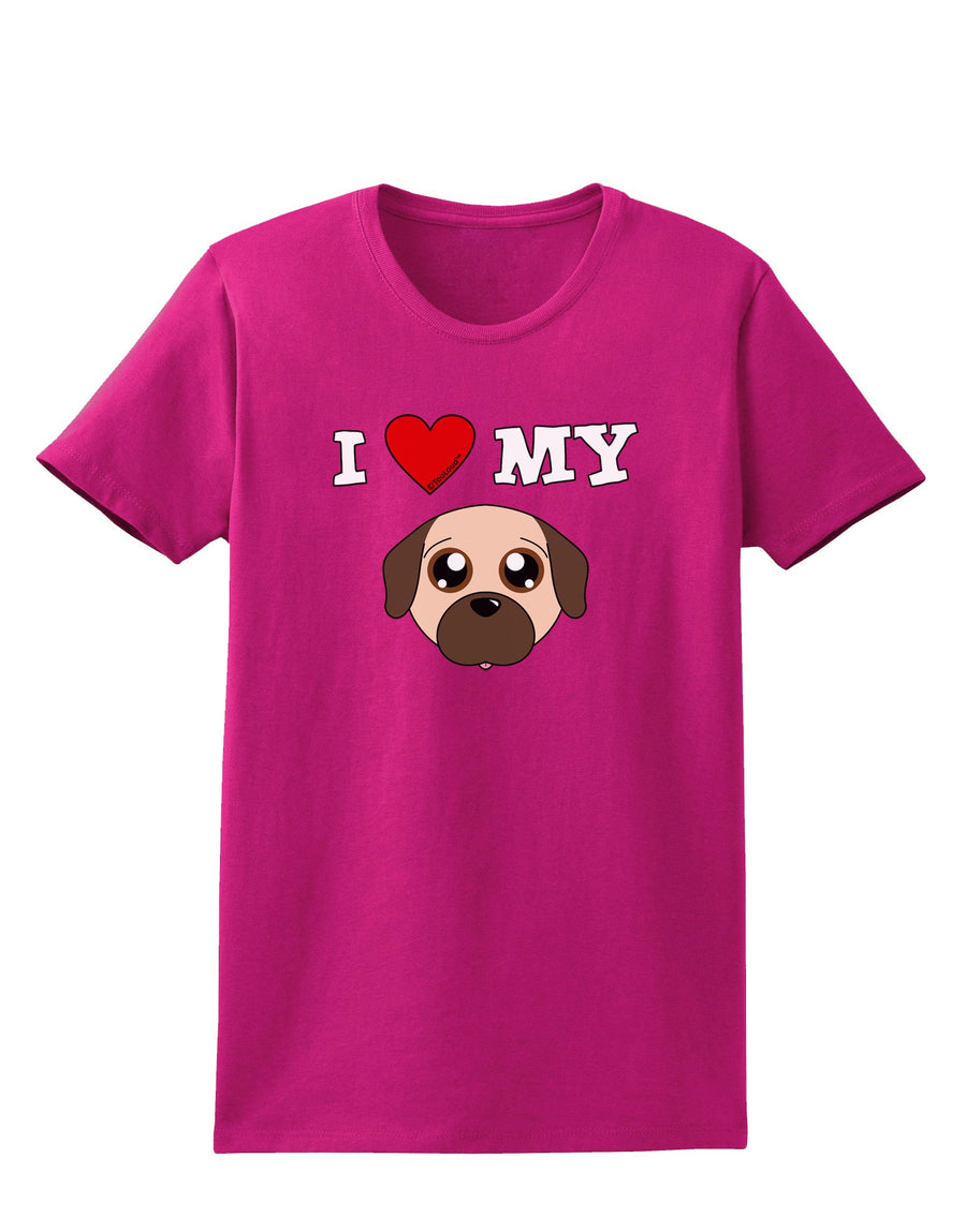 I Heart My - Cute Pug Dog - Fawn Womens Dark T-Shirt by TooLoud-Womens T-Shirt-TooLoud-Black-X-Small-Davson Sales