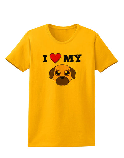 I Heart My - Cute Pug Dog - Fawn Womens T-Shirt by TooLoud-Womens T-Shirt-TooLoud-Gold-X-Small-Davson Sales