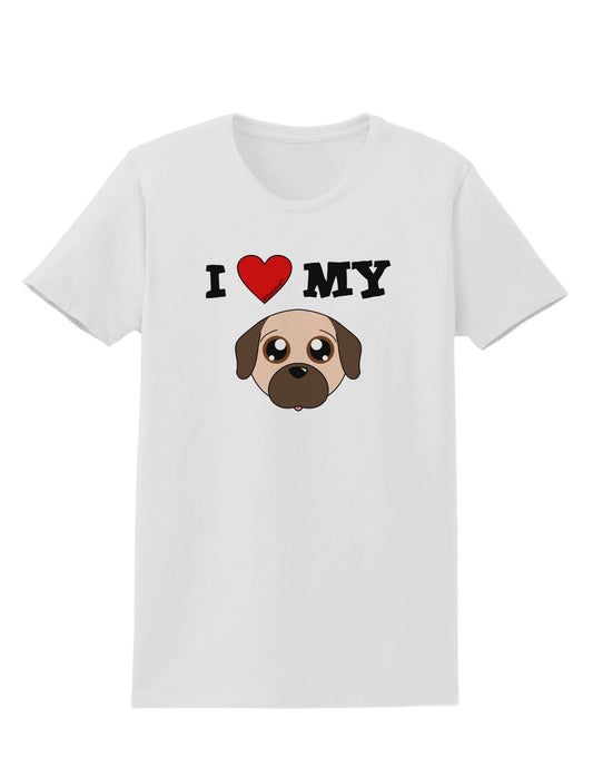 I Heart My - Cute Pug Dog - Fawn Womens T-Shirt by TooLoud-Womens T-Shirt-TooLoud-White-X-Small-Davson Sales