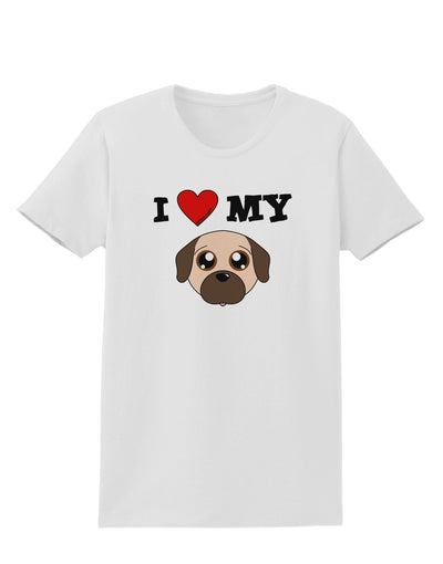 I Heart My - Cute Pug Dog - Fawn Womens T-Shirt by TooLoud-Womens T-Shirt-TooLoud-White-X-Small-Davson Sales