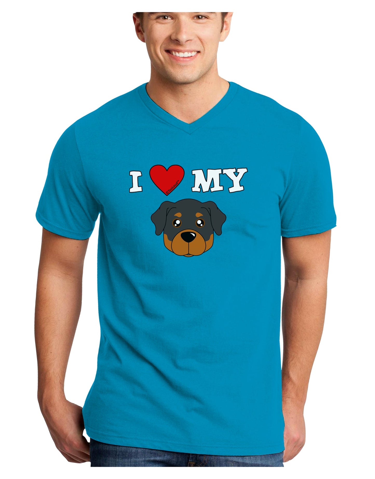 I Heart My - Cute Rottweiler Dog Adult Dark V-Neck T-Shirt by TooLoud-Mens V-Neck T-Shirt-TooLoud-Turquoise-Small-Davson Sales