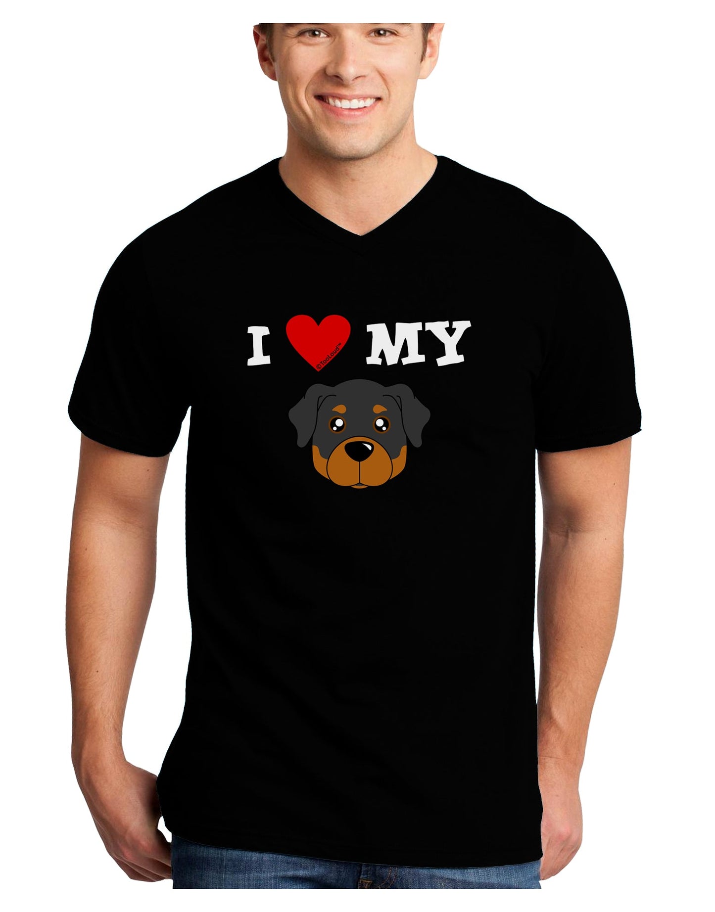 I Heart My - Cute Rottweiler Dog Adult Dark V-Neck T-Shirt by TooLoud-Mens V-Neck T-Shirt-TooLoud-Black-Small-Davson Sales