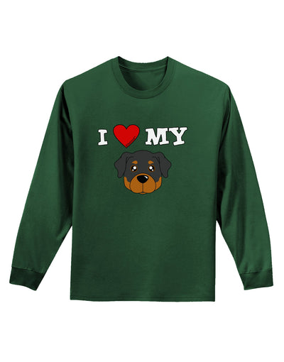 I Heart My - Cute Rottweiler Dog Adult Long Sleeve Dark T-Shirt by TooLoud-TooLoud-Dark-Green-Small-Davson Sales